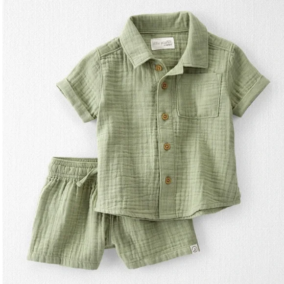 Carter’s Little Planet Organic Cotton Gauze Shirt & Shorts Set - 3 months - Picture 6 of 6